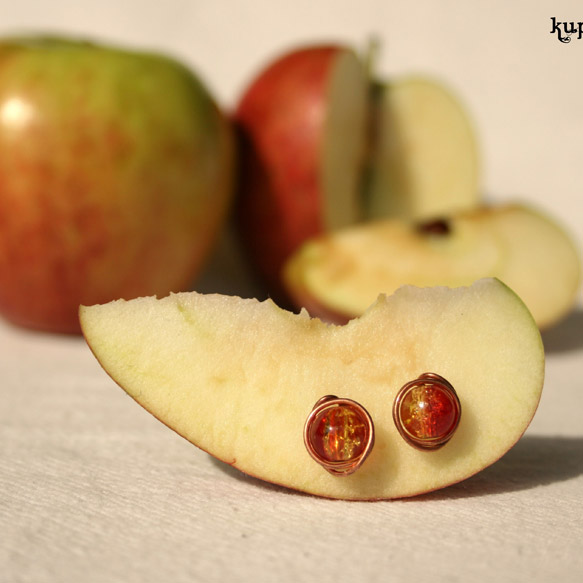 Kupferwickler Apfel - Der erste Wende-Ohrring